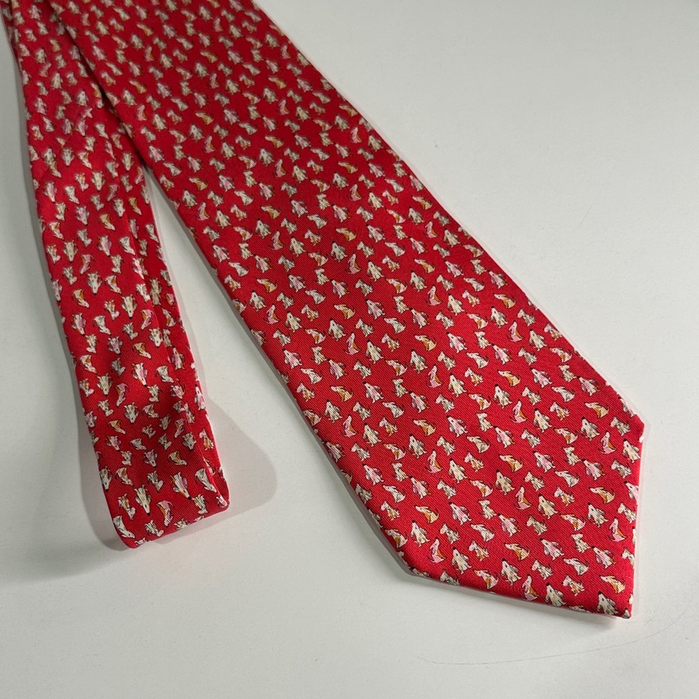 Salvatore Ferragamo Red Silk Tie with Small Gold Motif